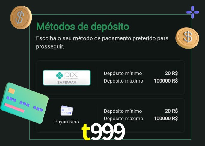 O cassino t999 oferece uma grande variedade de métodos de pagamento